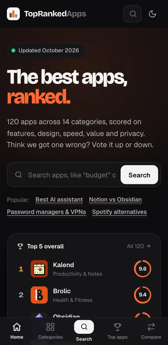 TopRankedApps on a phone