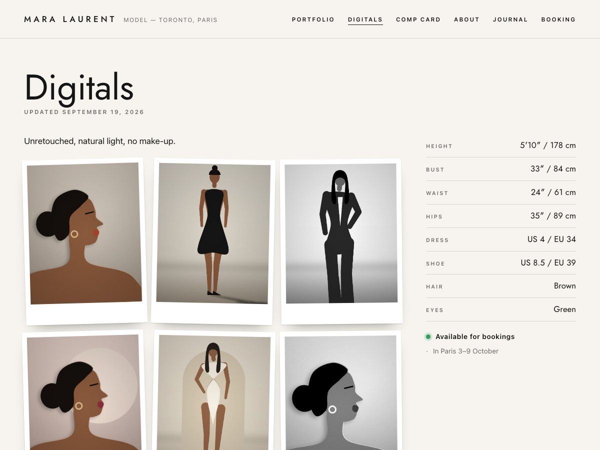 Compcard free WordPress theme — the digitals page