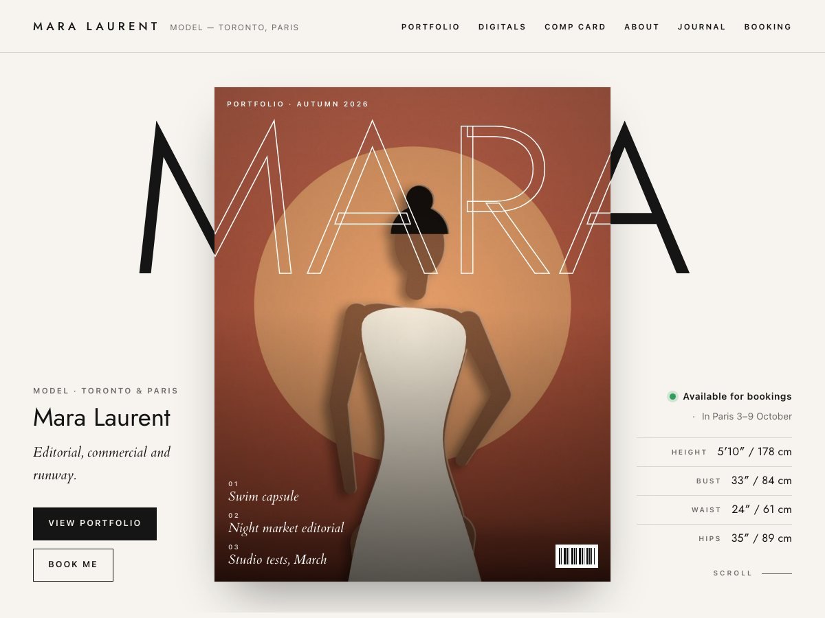 Compcard, a free WordPress portfolio theme — the home page of the live demo