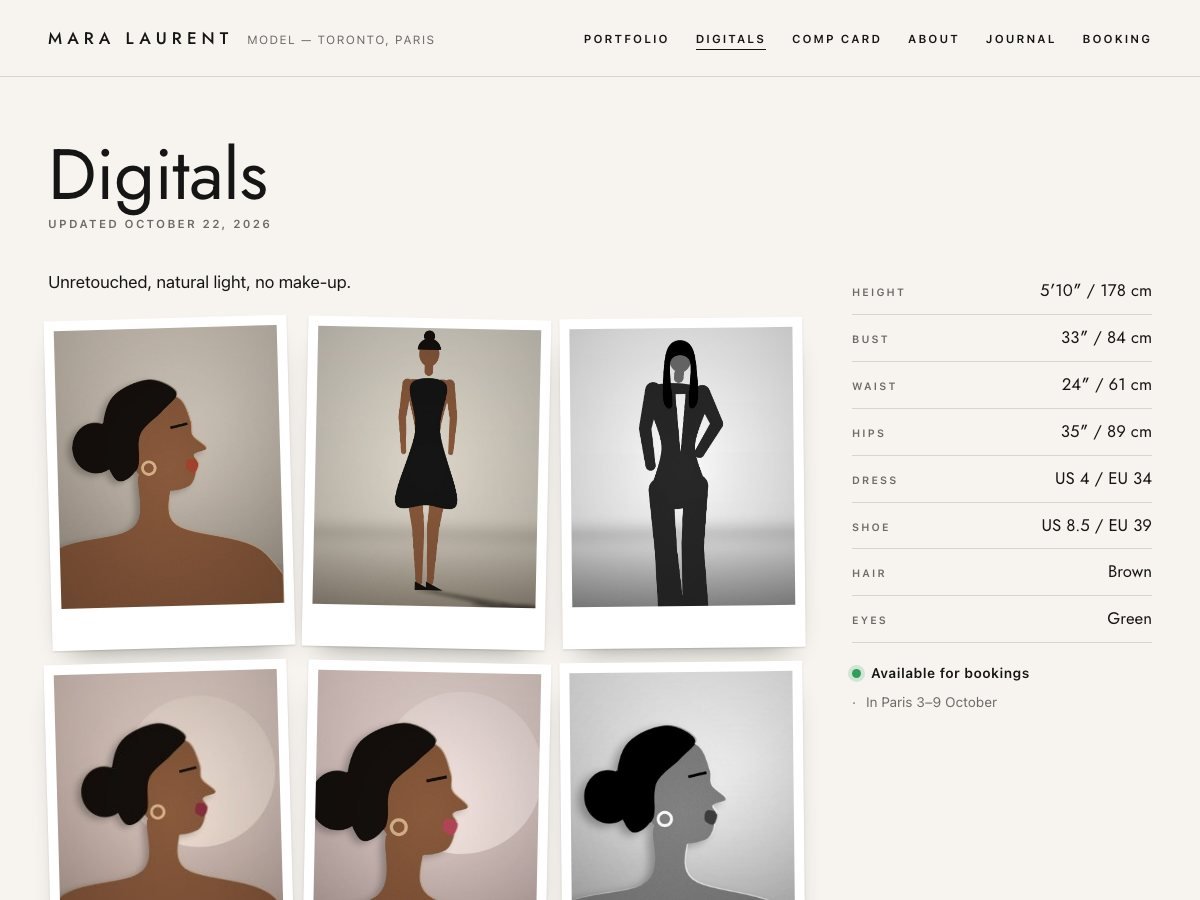 Compcard free WordPress theme — the digitals page