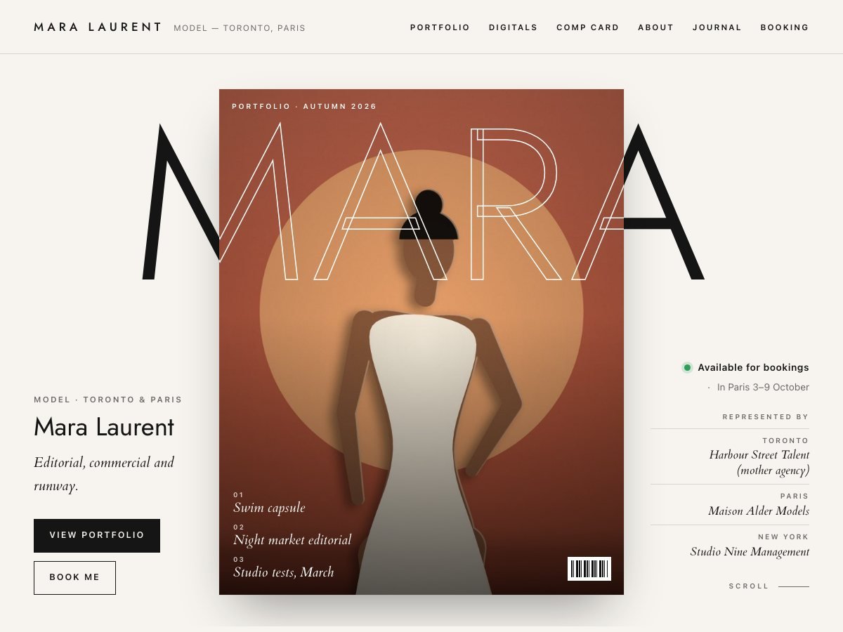 Compcard, a free WordPress portfolio theme — the home page of the live demo