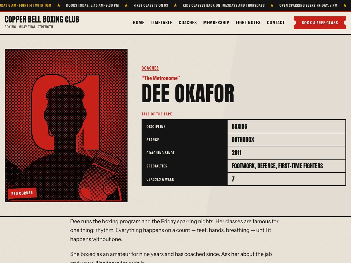 Haymaker free WordPress theme — the coach page