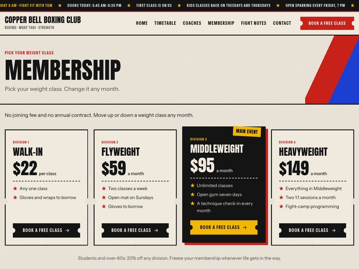 Haymaker free WordPress theme — the membership page