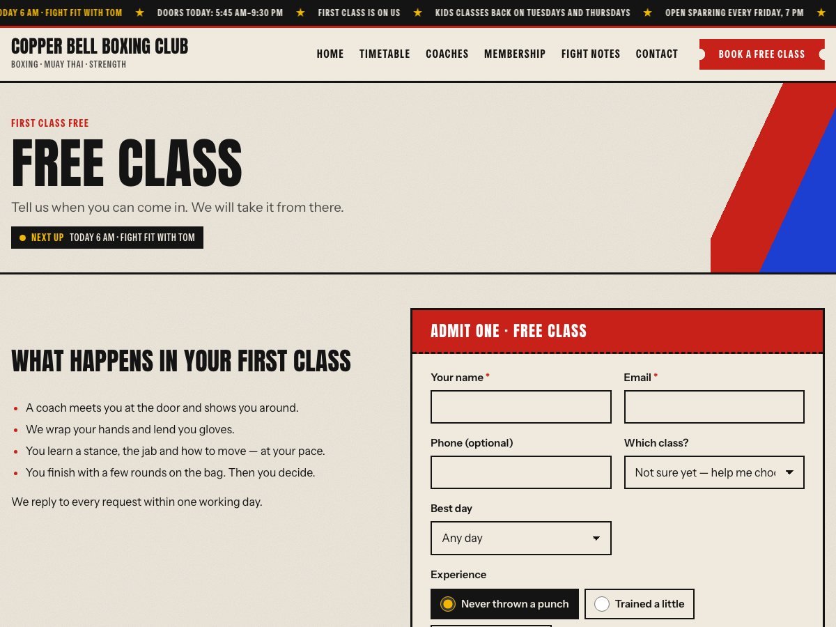 Haymaker free WordPress theme — the trial page