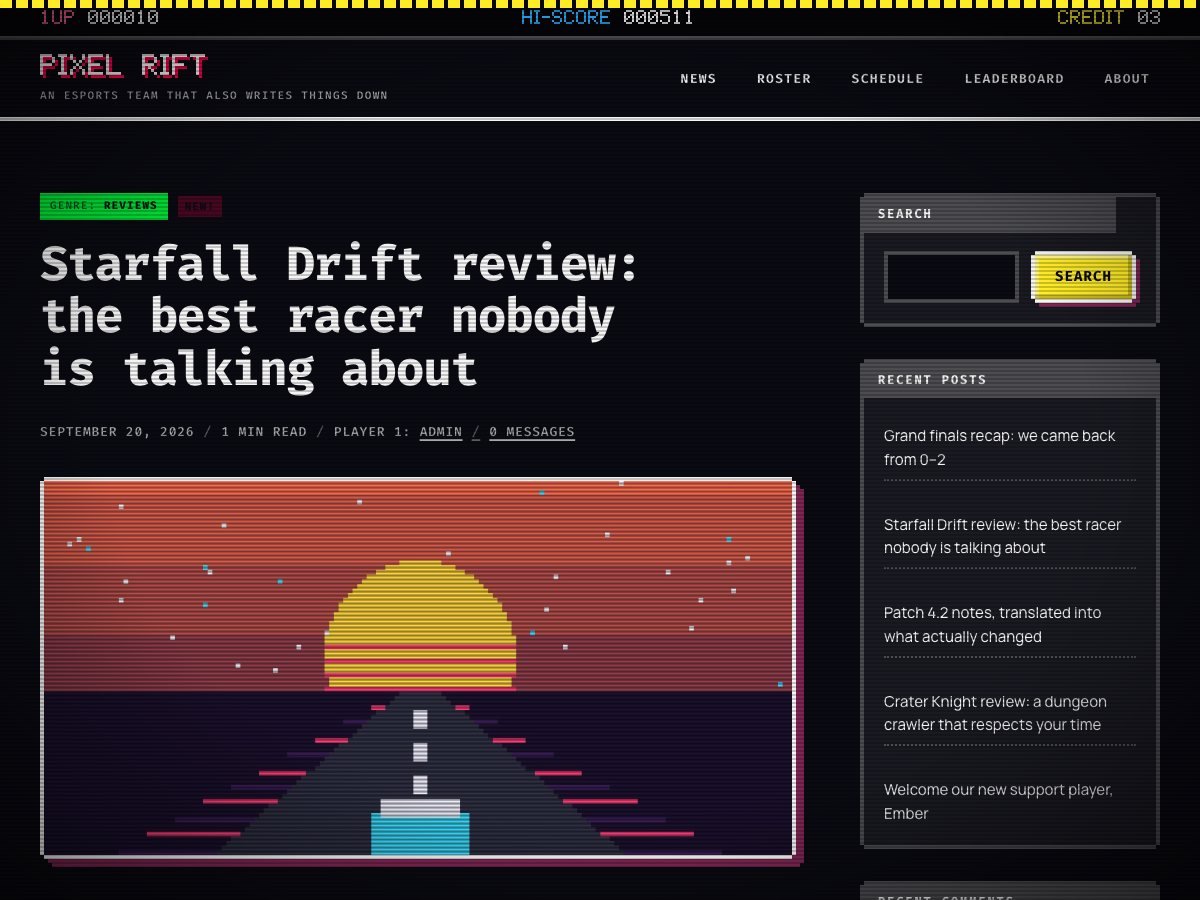 Highscore free WordPress theme — the review page