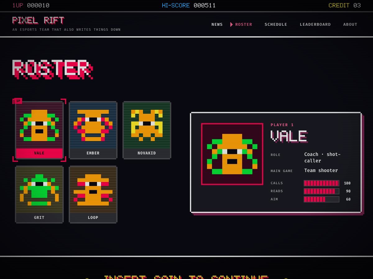 Highscore free WordPress theme — the roster page