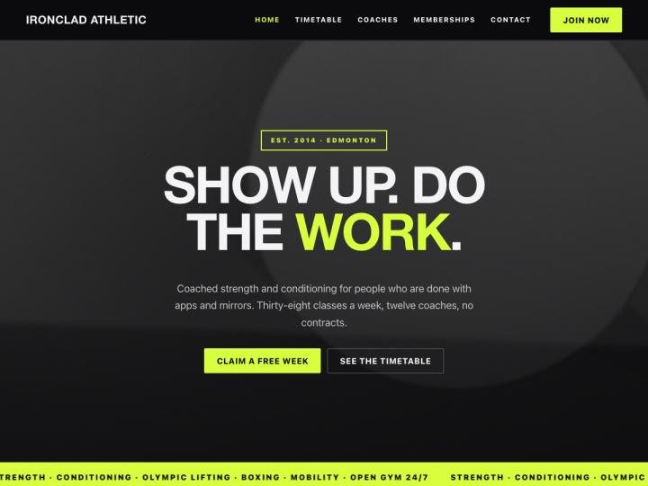 Ironclad — free WordPress gym & fitness theme