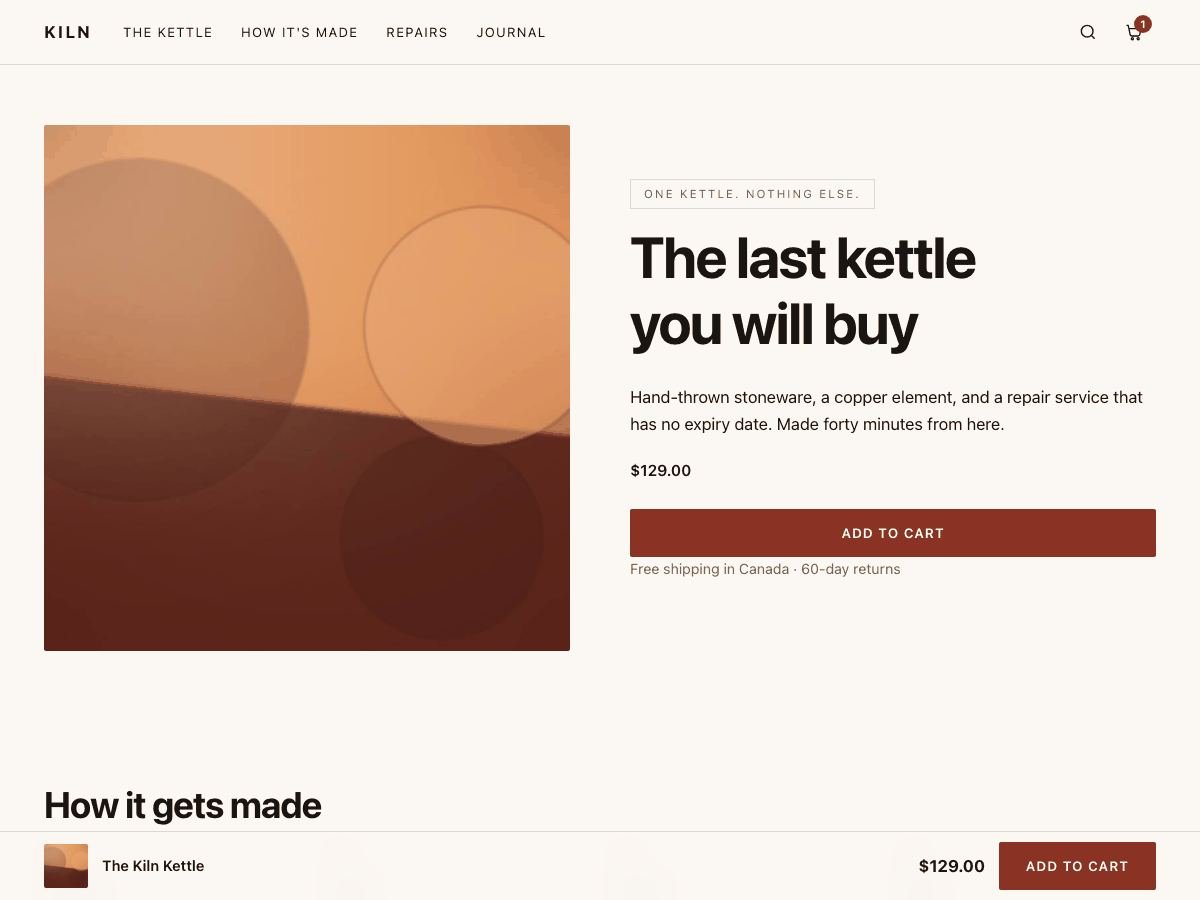 Screenshot of the Kiln WordPress theme