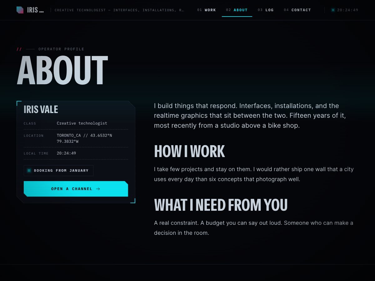 Neonwire free WordPress theme — the about page