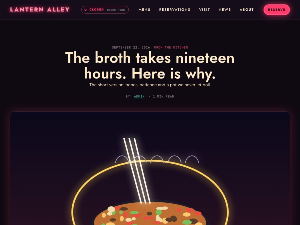 Nightmarket free WordPress theme — the story page