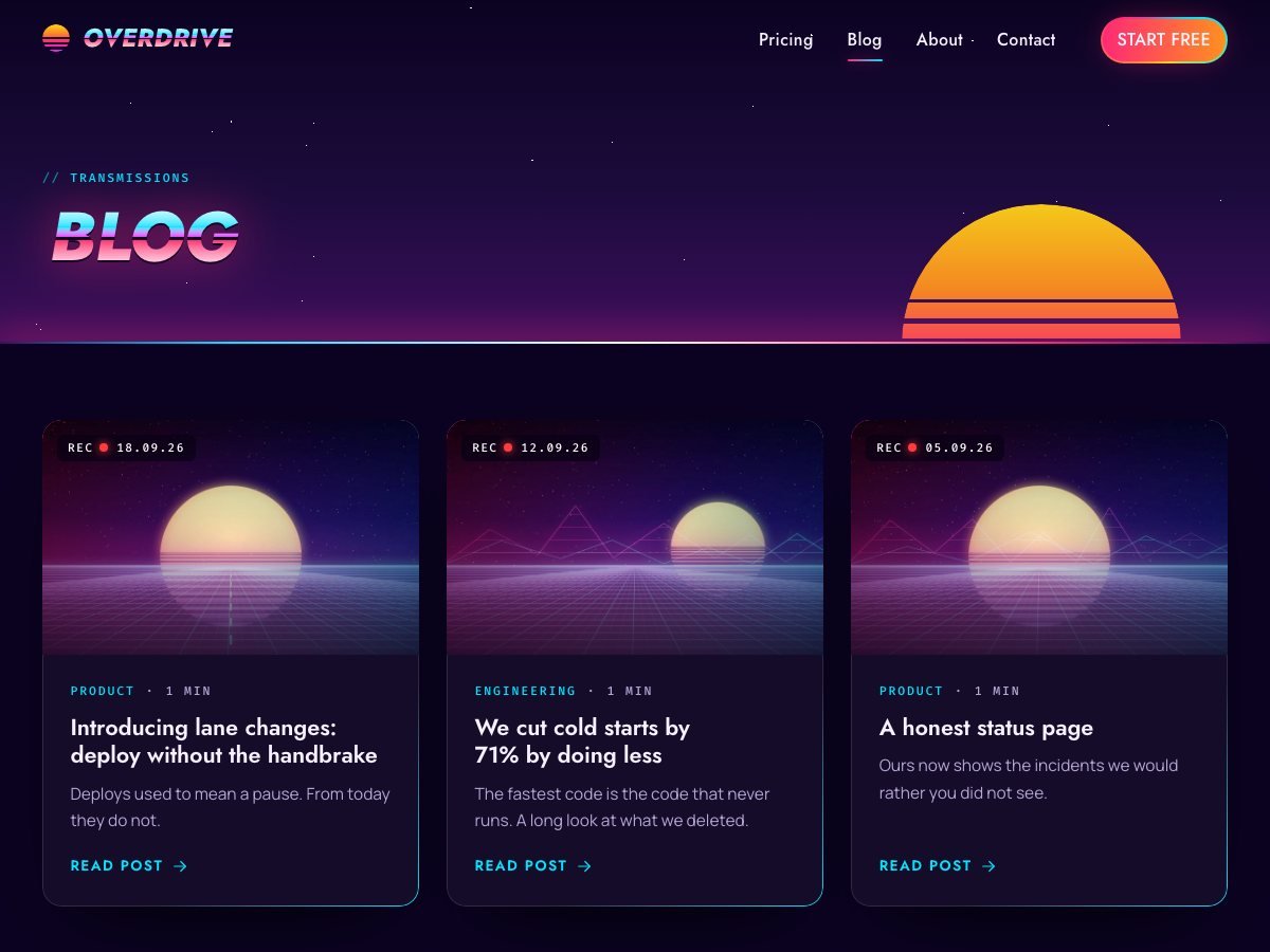 Overdrive free WordPress theme — the blog page
