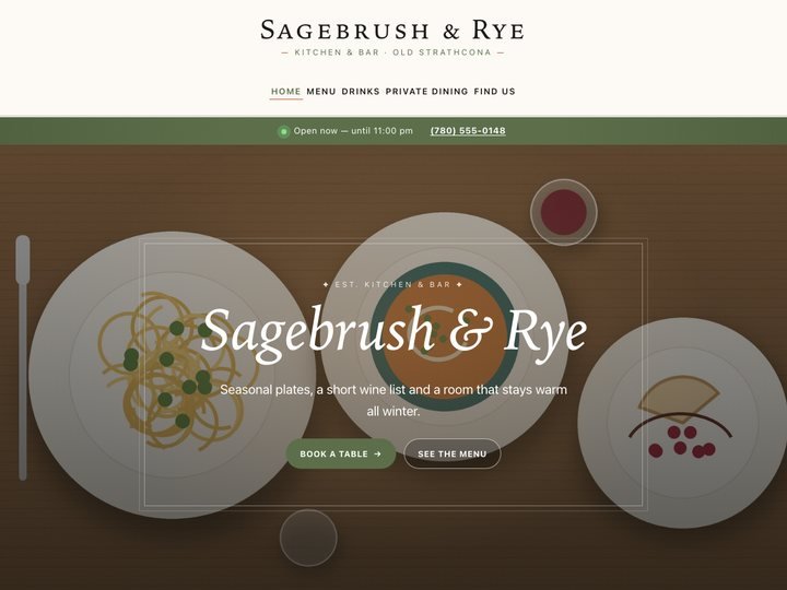 Sagebrush — free WordPress restaurant & food theme