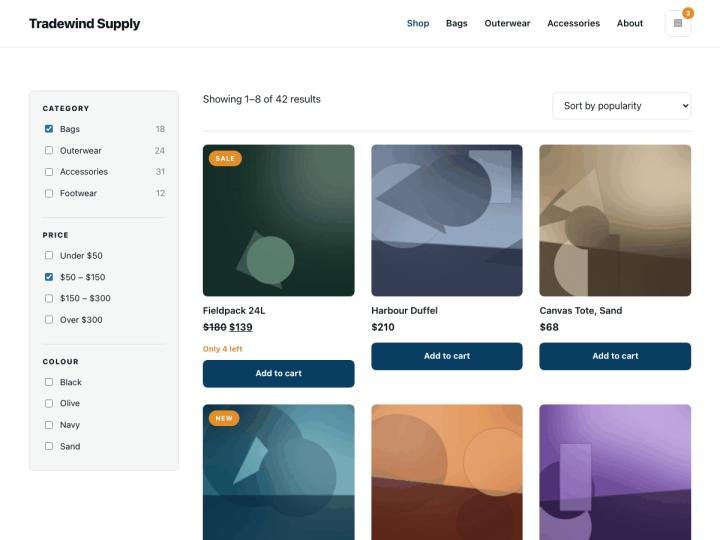 Tradewind — free WordPress shop & woocommerce theme