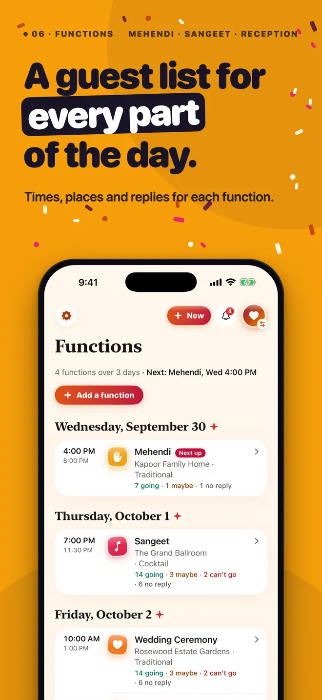 A guest list for every part of the day.