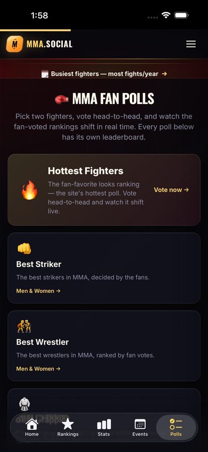 MMA SOCIAL head-to-head fan poll between two fighters